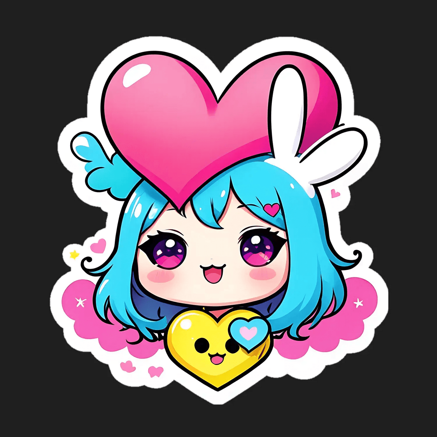 Cute Kawaii Heart - Sticker - Heat Press Transfer