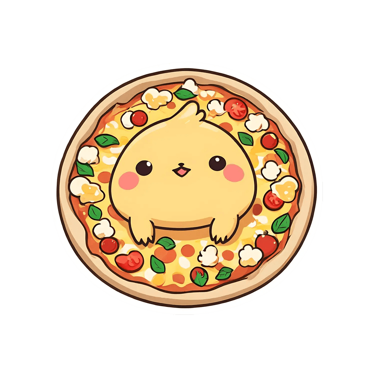 Cute Kawaii Pizza - Sticker - Heat Press Transfer