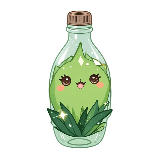 Cute Leaf Bottle - Customizable Sticker - Heat Press Transfer