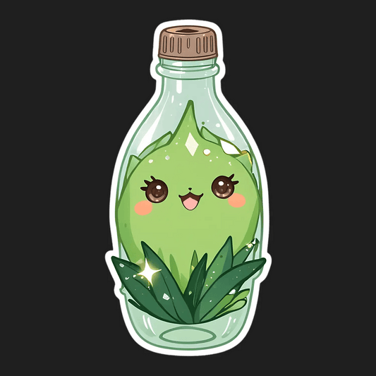 Cute Leaf Bottle - Customizable Sticker - Heat Press Transfer