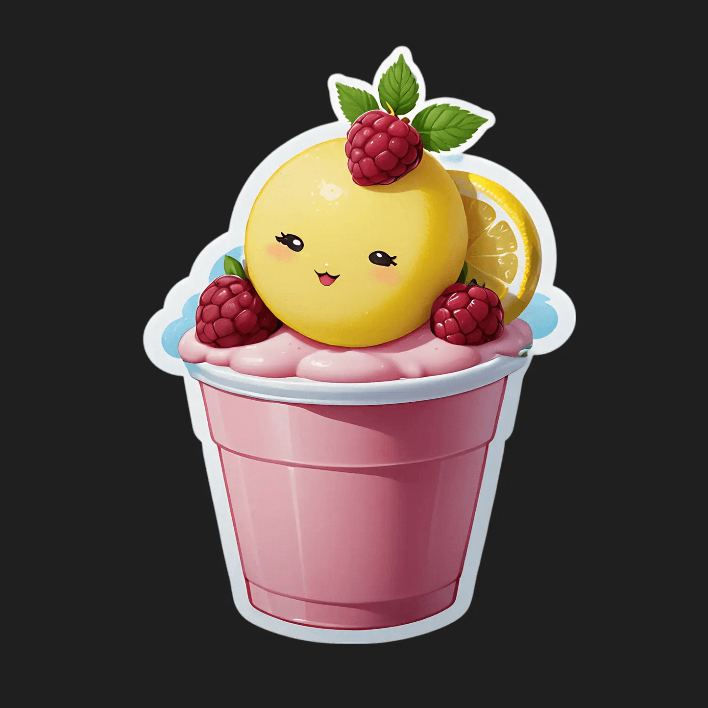 Cute Lemon Raspberry - Dessert Sticker - Heat Press Transfer