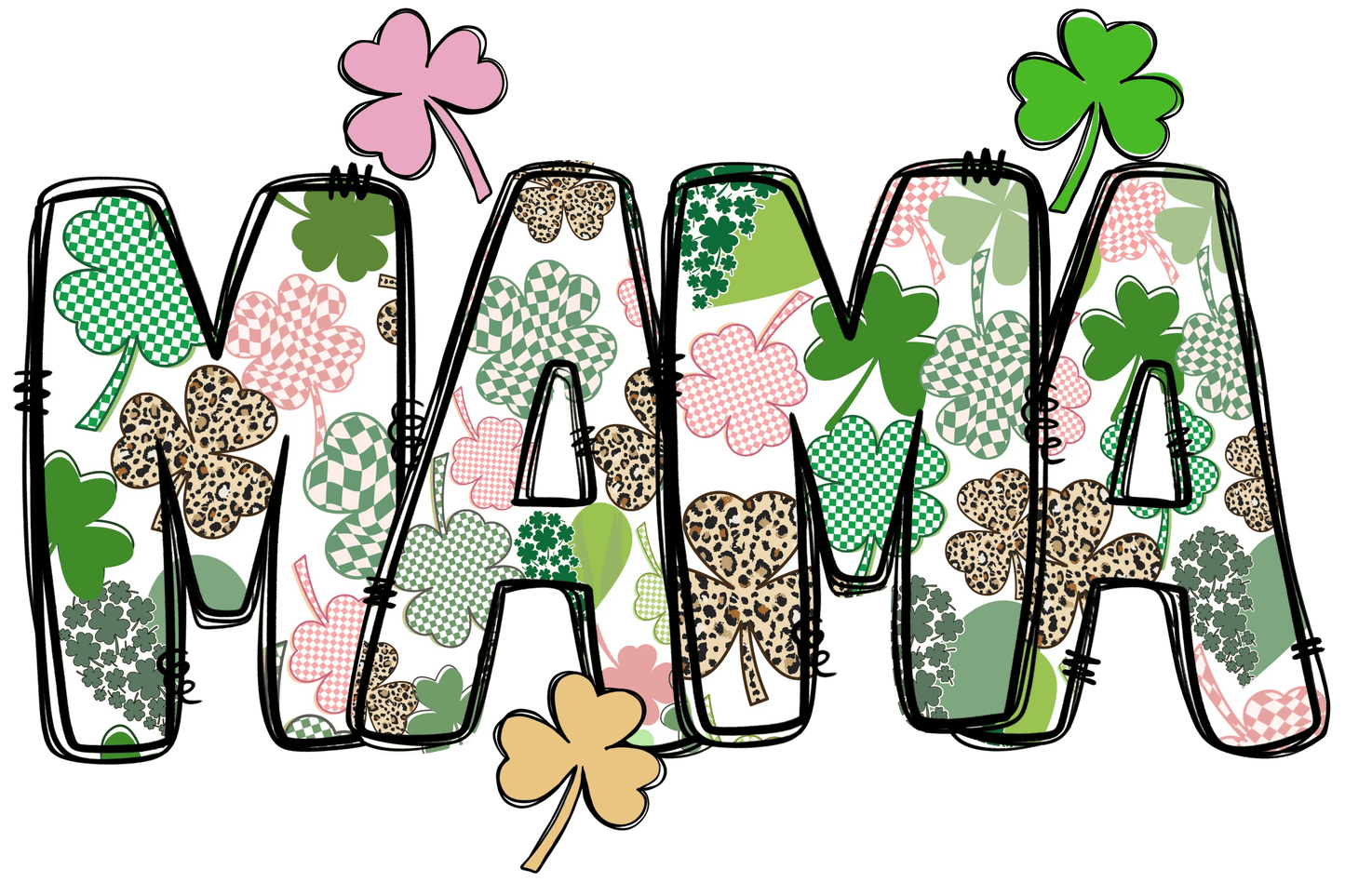Cute Lucy Mama Saint Patricks Day Design- DTF Ready To Press - Heat Press Transfer