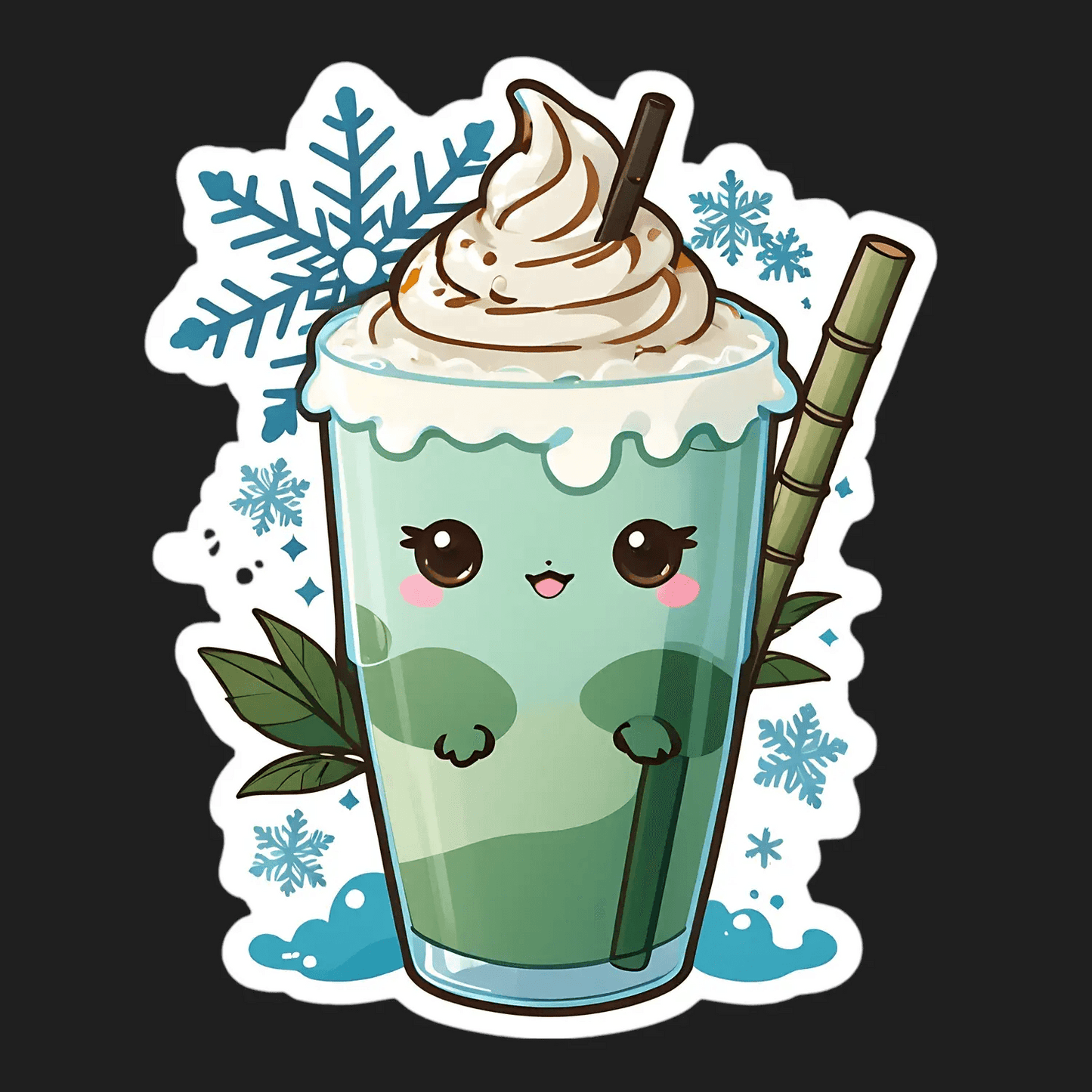 Cute Matcha Latte - Sticker - Heat Press Transfer