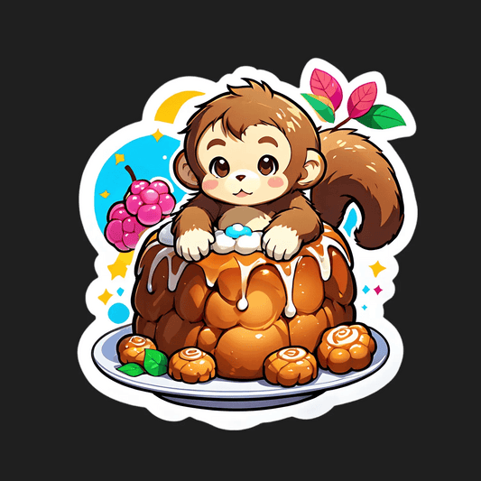 Cute Monkey Dessert - Sticker - Heat Press Transfer