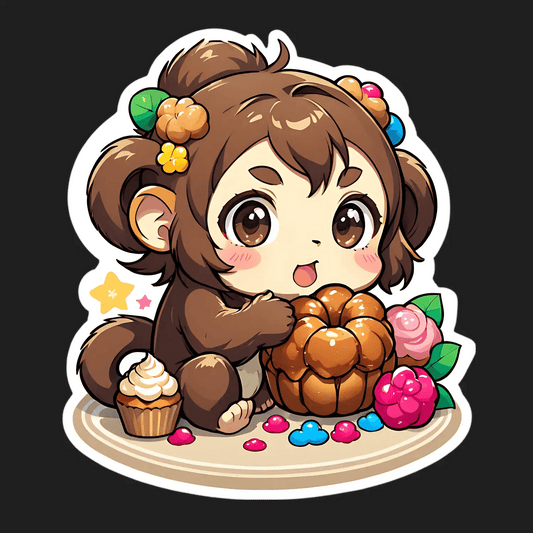 Cute Monkey Dessert - Sticker - Heat Press Transfer