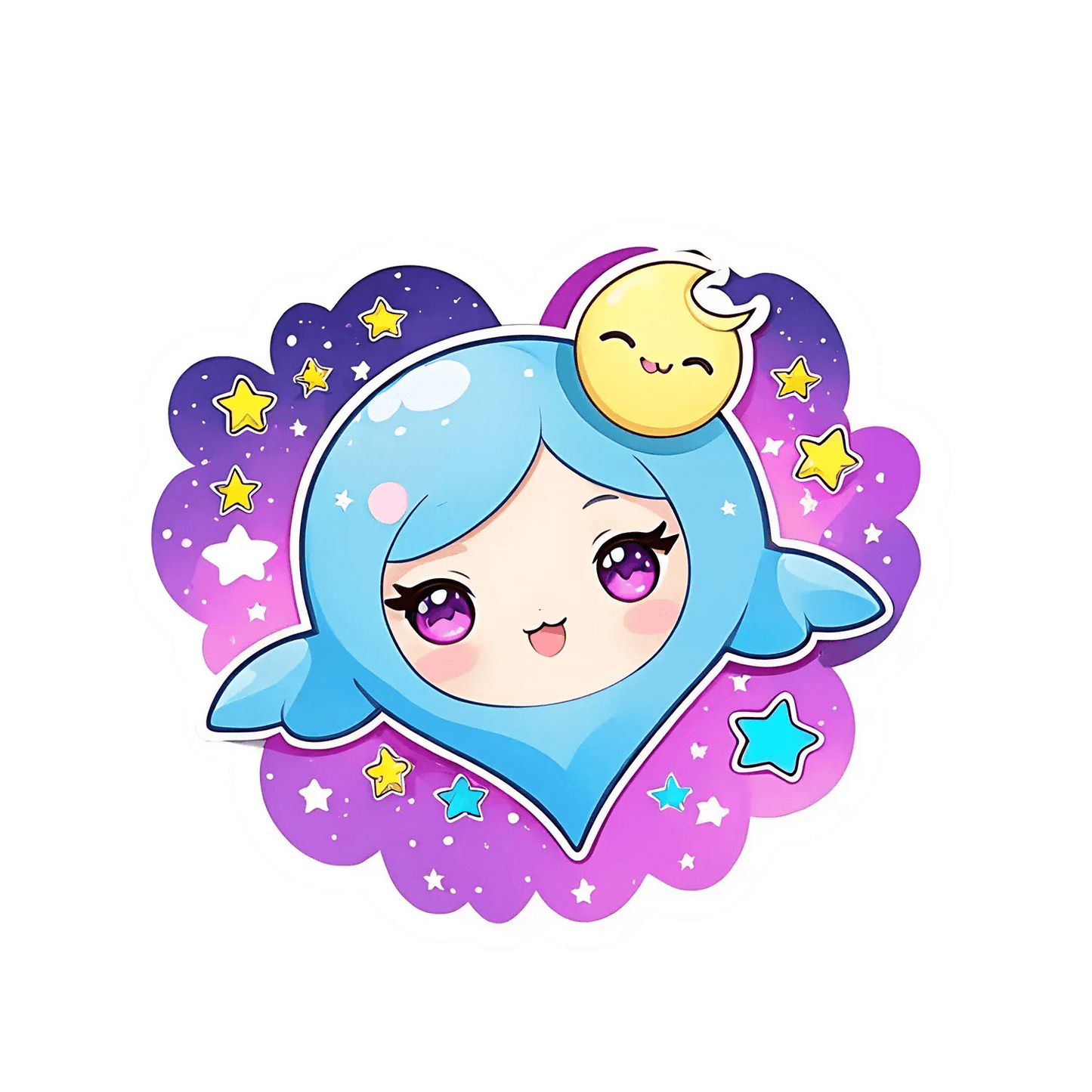 Cute Moon Girl - Sticker - Heat Press Transfer