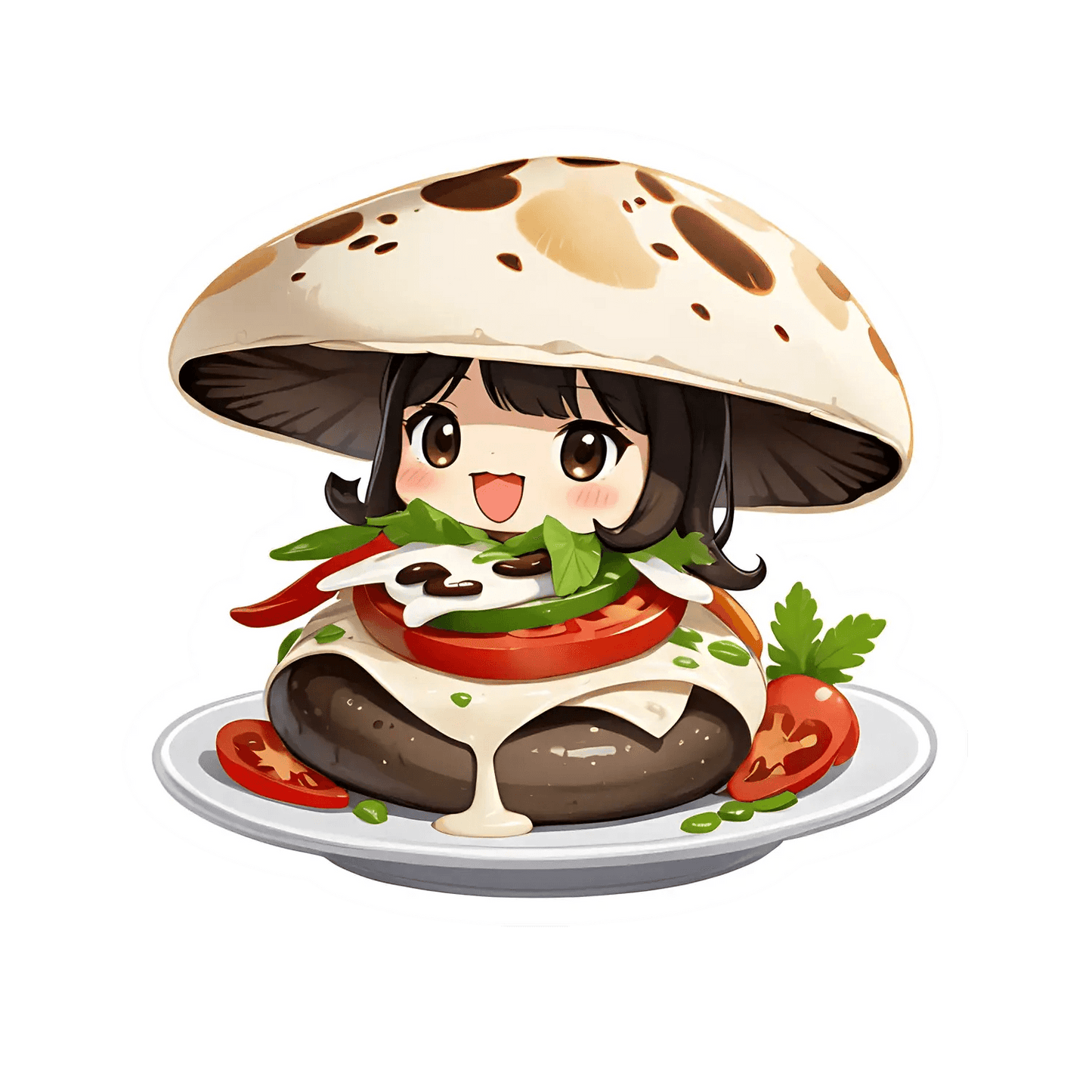 Cute Mushroom Girl - Sticker - Heat Press Transfer