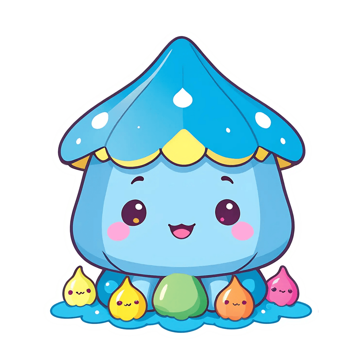 Cute Mushroom House - Kawaii Sticker - Heat Press Transfer