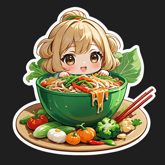 Cute Noodle Bowl - Sticker - Heat Press Transfer