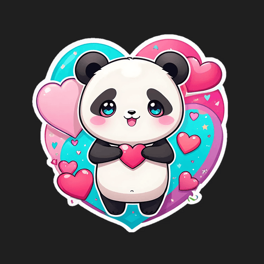 Cute Panda Heart - Sticker - Heat Press Transfer