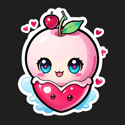 Cute Peach Heart Sticker - Heat Press Transfer
