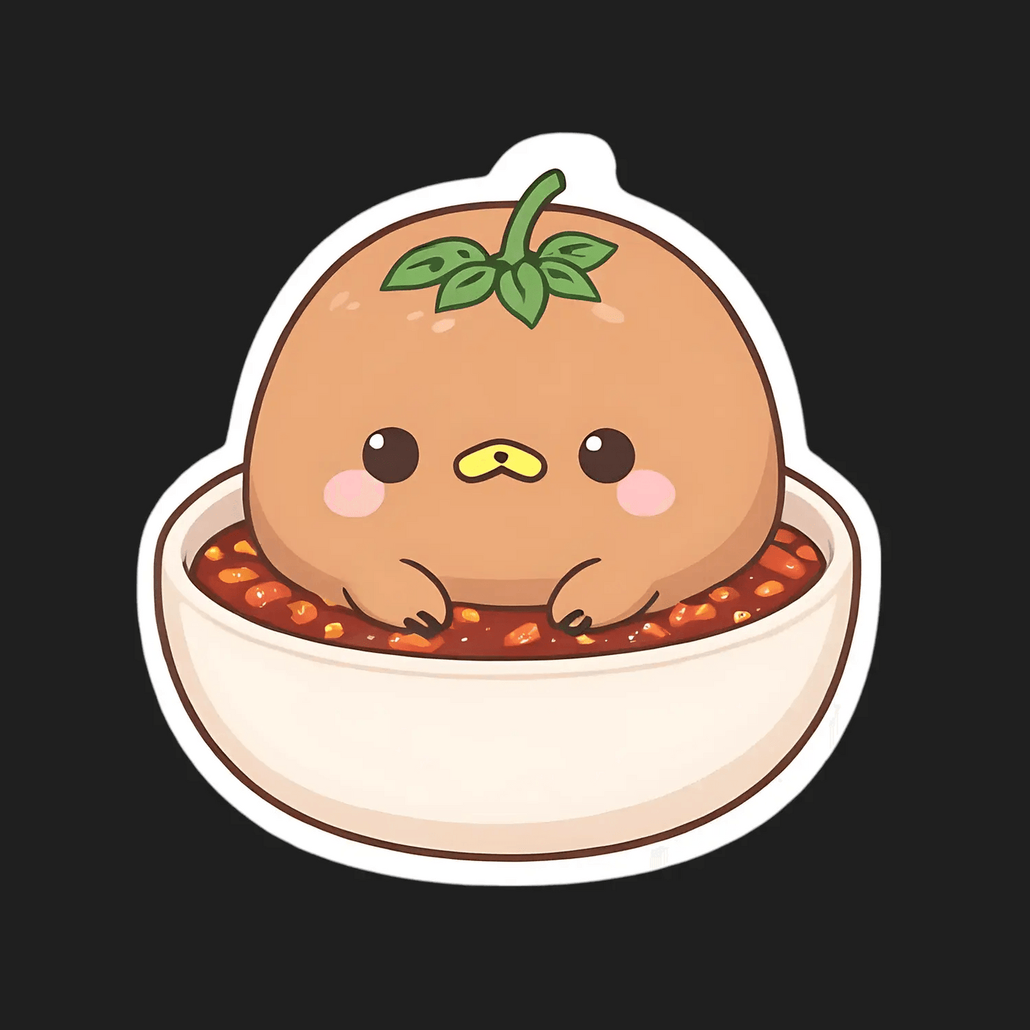 Cute Peach Sticker - Kawaii Fruit Theme - Heat Press Transfer