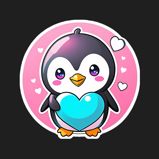 Cute Penguin Heart - Sticker - Heat Press Transfer