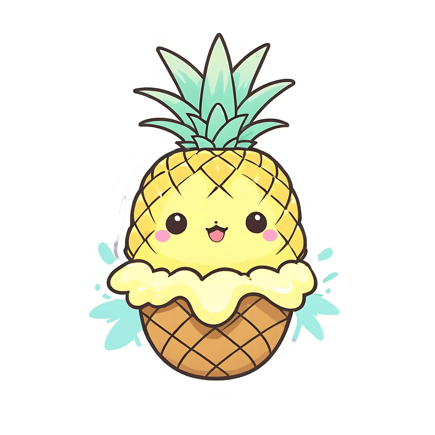 Cute Pineapple Ice Cream Sticker - Heat Press Transfer
