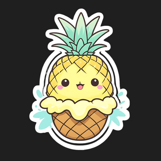 Cute Pineapple Ice Cream Sticker - Heat Press Transfer