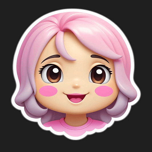 Cute Pink Hair Girl Sticker - Durable UV DTF - Heat Press Transfer
