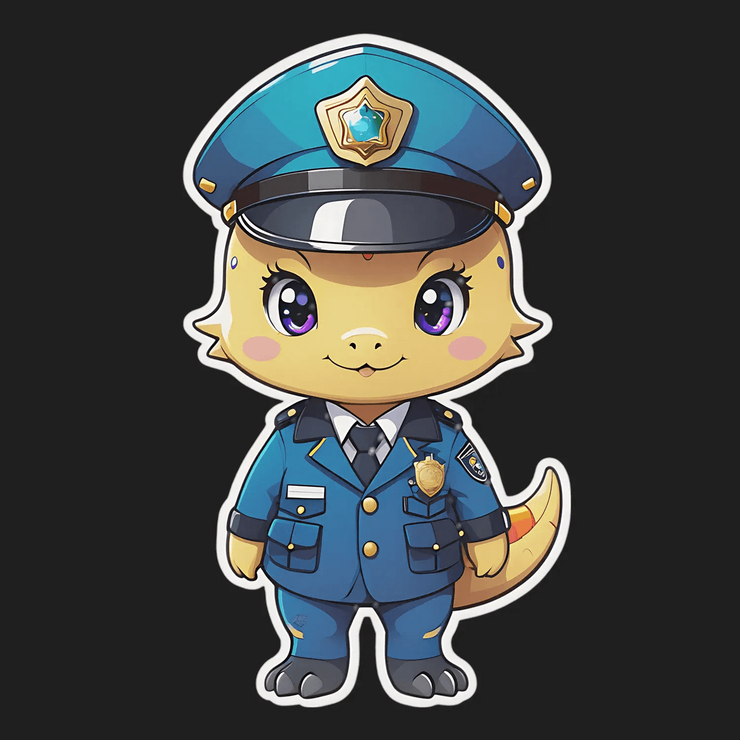 Cute Policeman Chameleon - Sticker - Heat Press Transfer