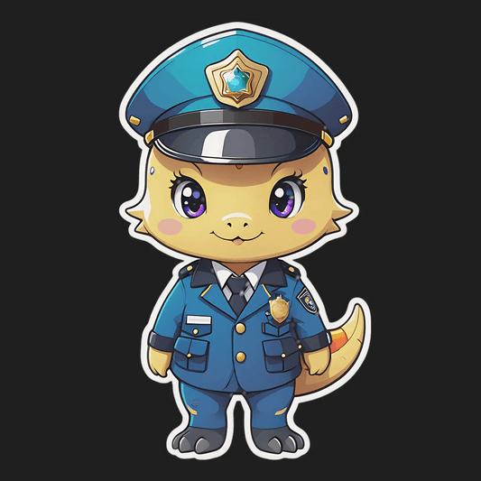 Cute Policeman Chameleon - Sticker - Heat Press Transfer