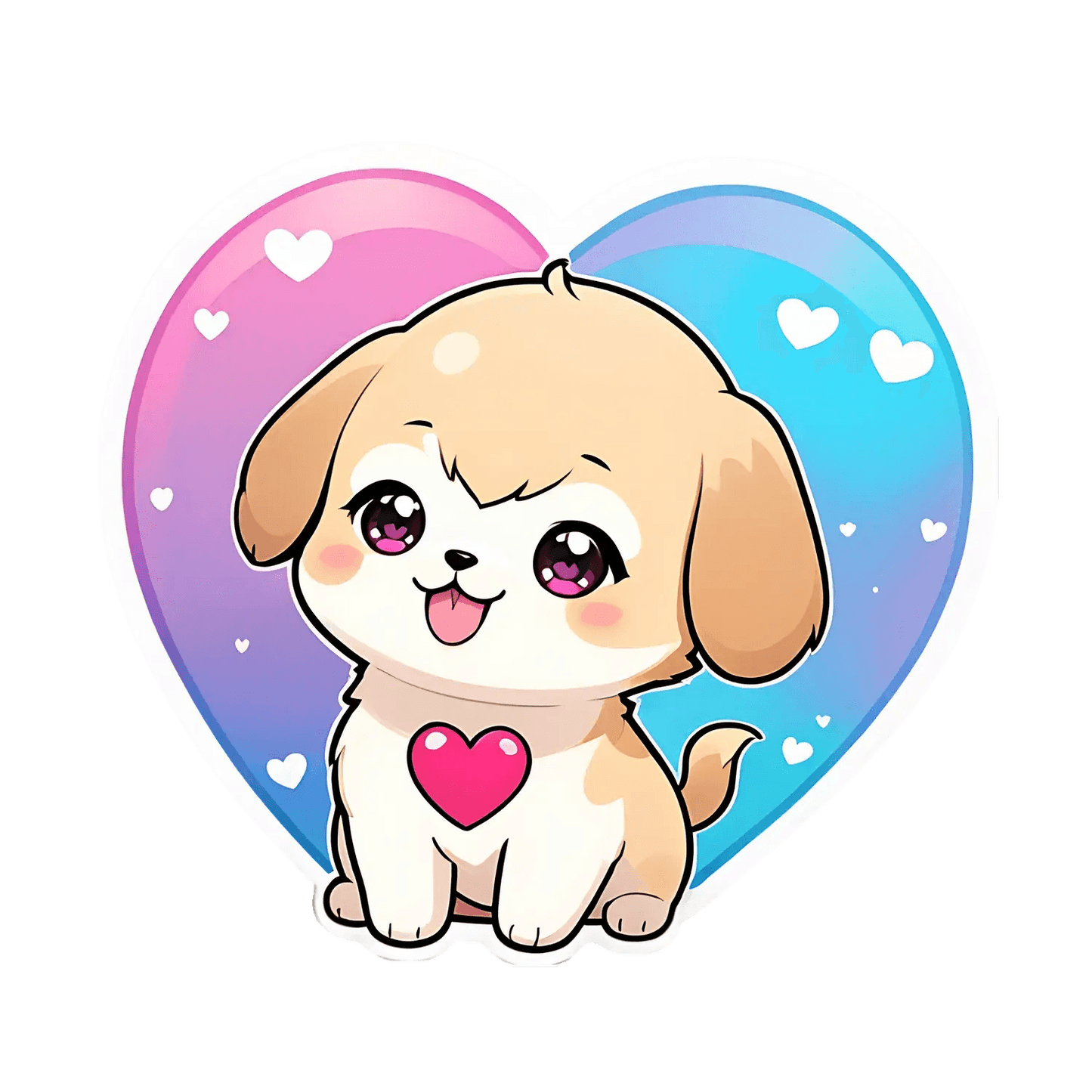 Cute Puppy Love - Heart Sticker - Heat Press Transfer