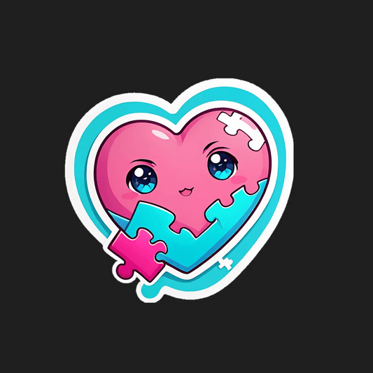 Cute Puzzle Heart - Sticker - Heat Press Transfer