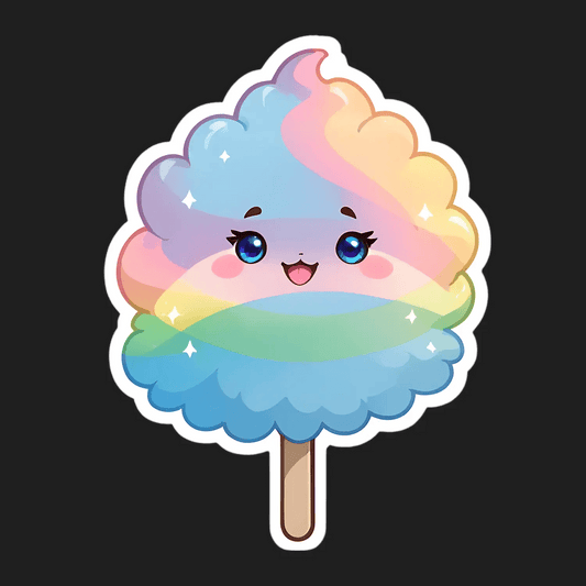 Cute Rainbow Cotton Candy - Sticker - Heat Press Transfer