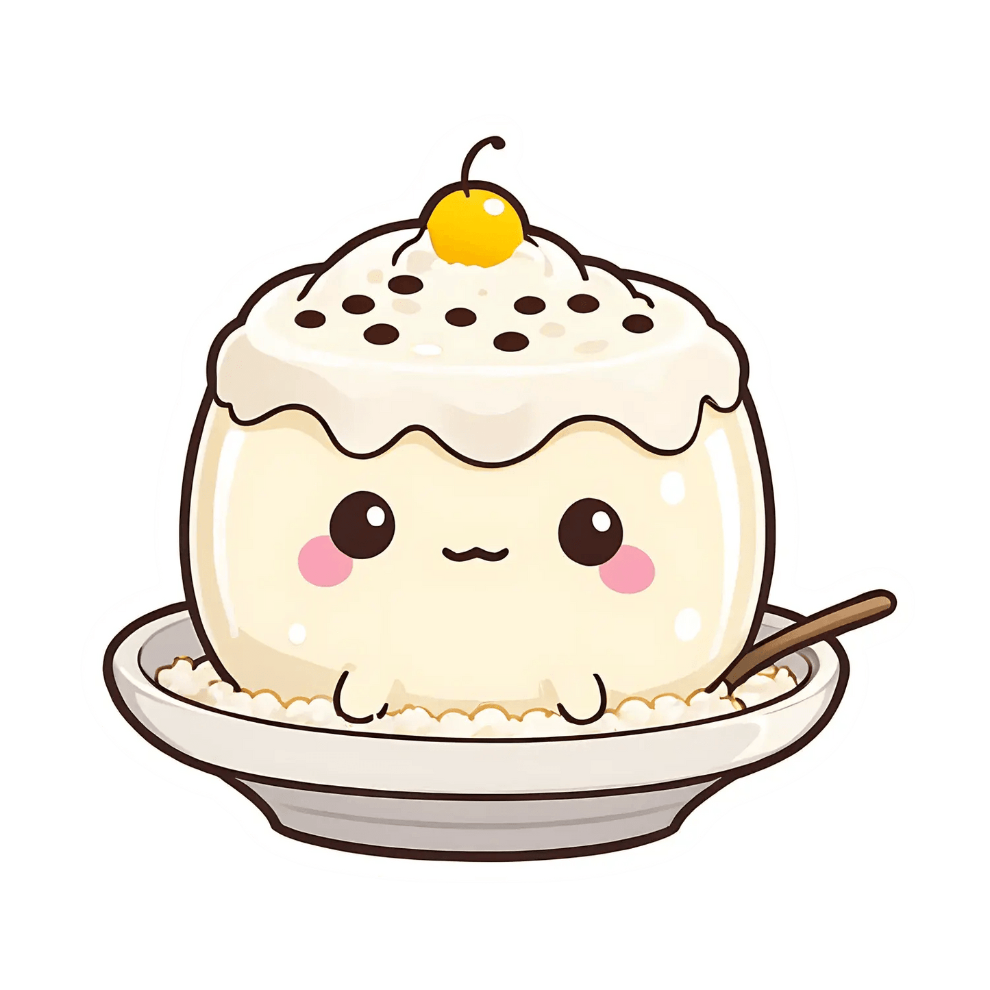 Cute Rice Pudding - UV DTF Sticker - Heat Press Transfer