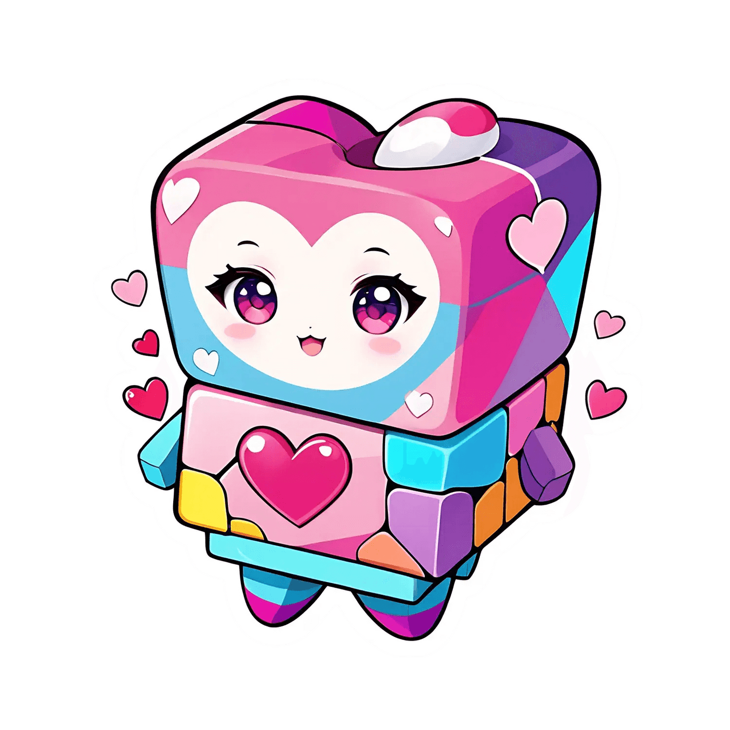 Cute Robot - Heart Sticker - Heat Press Transfer