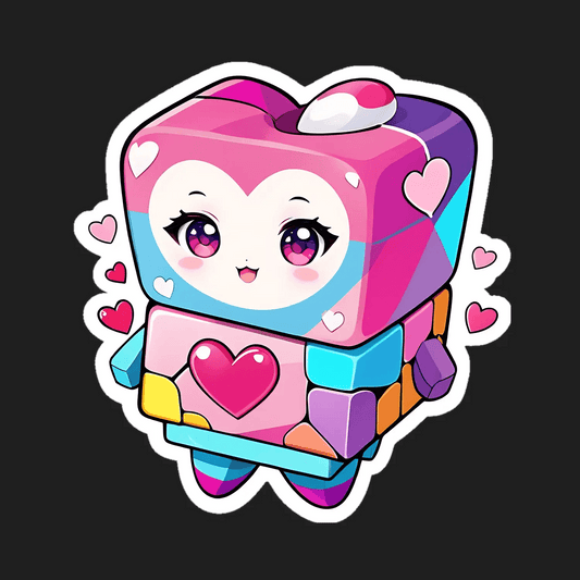 Cute Robot - Heart Sticker - Heat Press Transfer