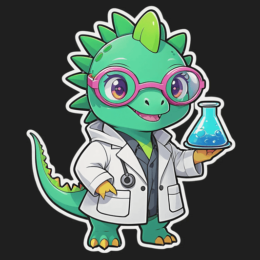 Cute Scientist Dinosaur - Sticker - Heat Press Transfer