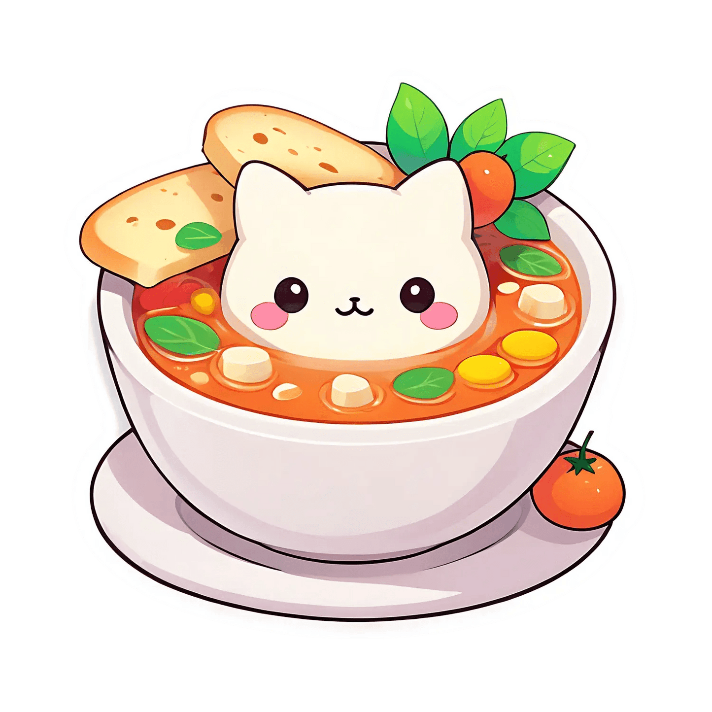 Cute Soup Cat - Sticker - Heat Press Transfer