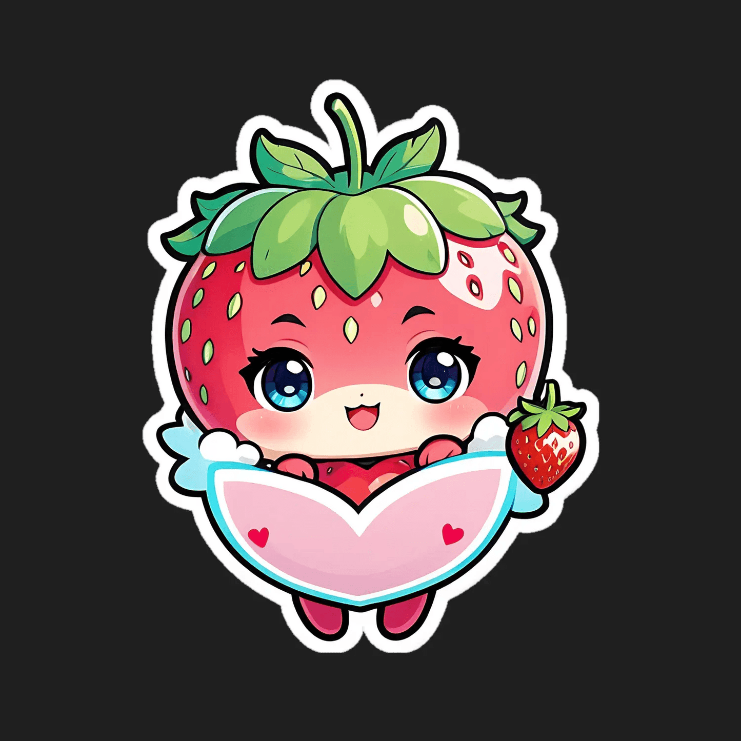 Cute Strawberry Character - Sticker - Heat Press Transfer