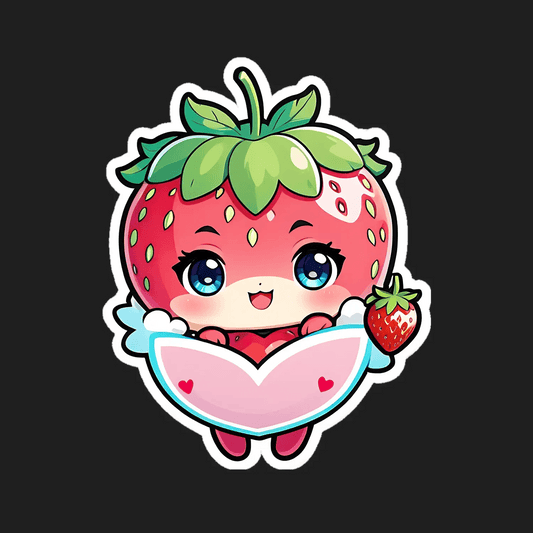 Cute Strawberry Character - Sticker - Heat Press Transfer