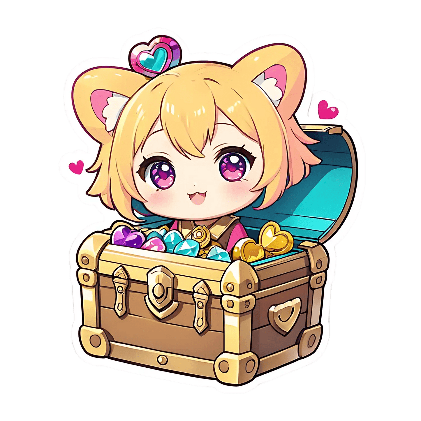Cute Treasure Chest - Sticker - Heat Press Transfer