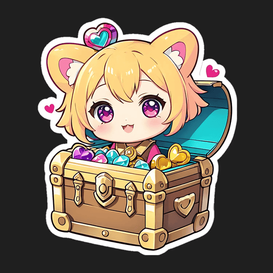 Cute Treasure Chest - Sticker - Heat Press Transfer
