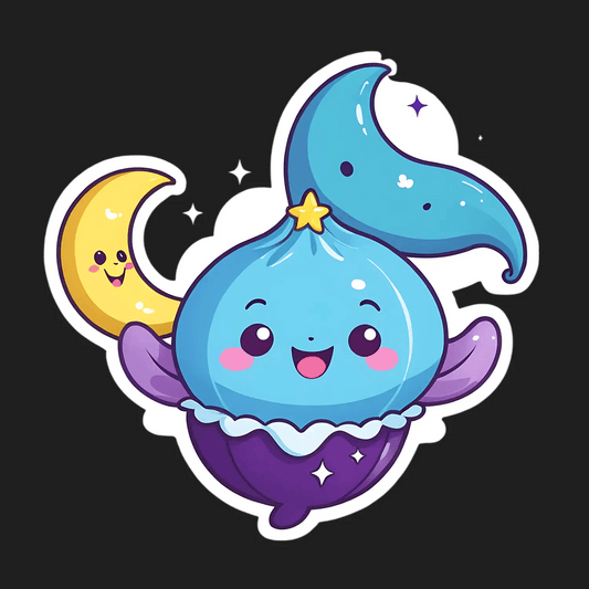 Cute Whale & Moon - Sticker - Heat Press Transfer