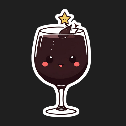 Cute Wine Glass - Sparkly Night Sticker - Heat Press Transfer