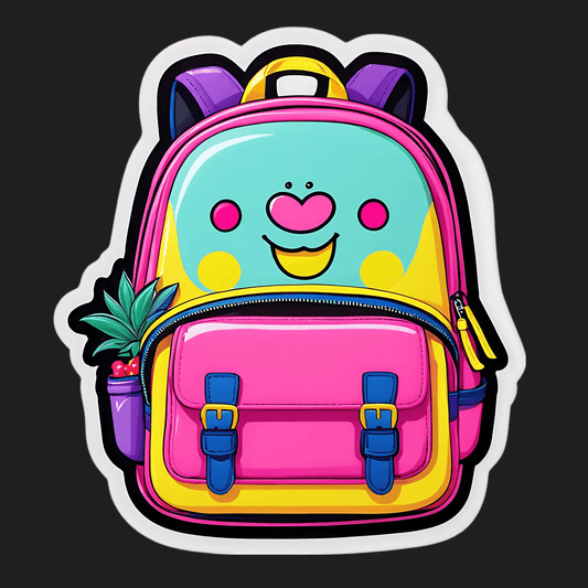 Cute Backpack Smiley - Sticker - Heat Press Transfer