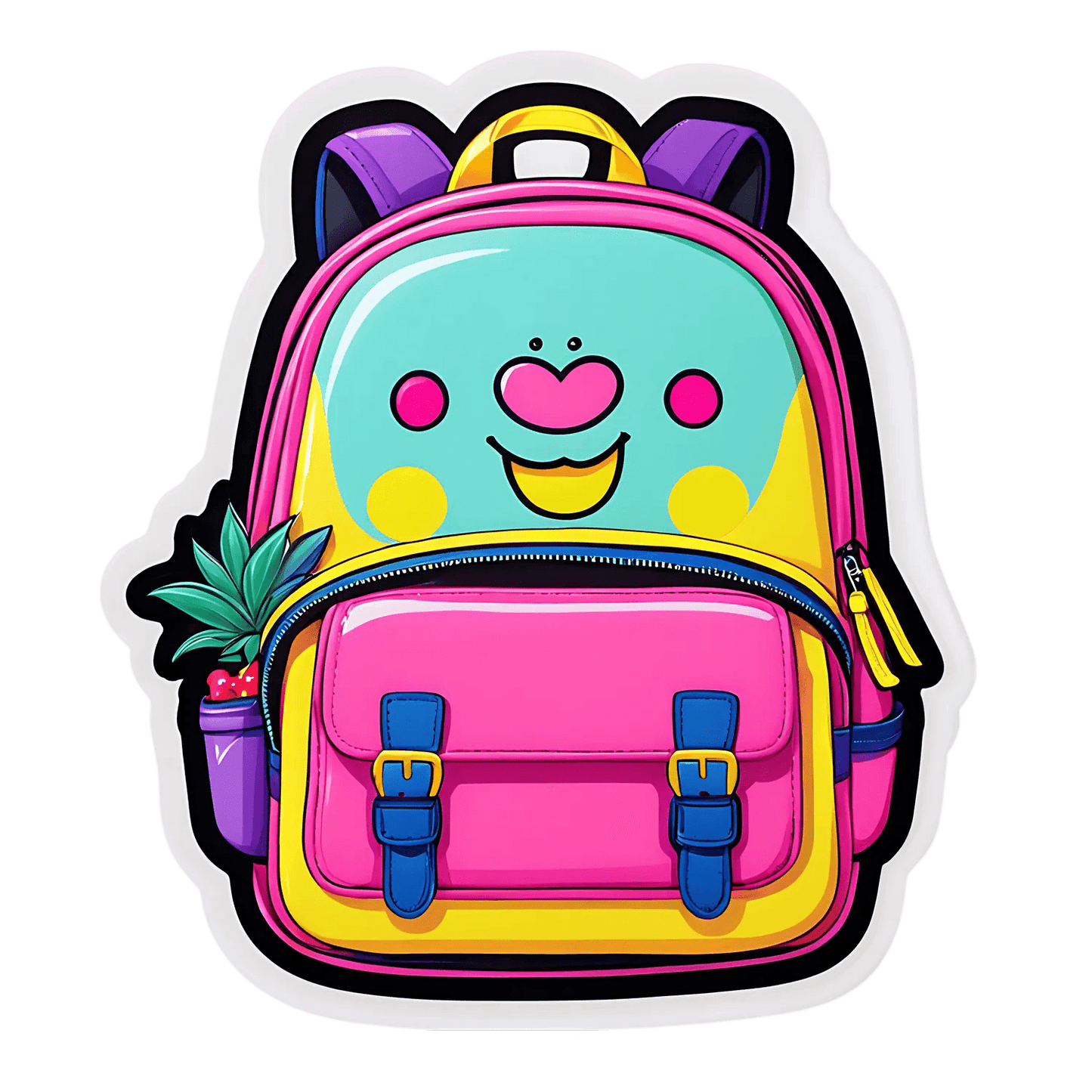 Cute Backpack Smiley - Sticker - Heat Press Transfer