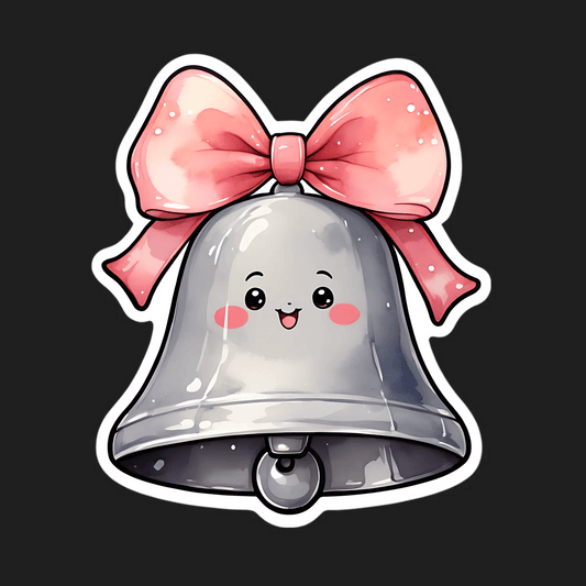 Cute Bell Sticker - Pink Bow Accent - Heat Press Transfer