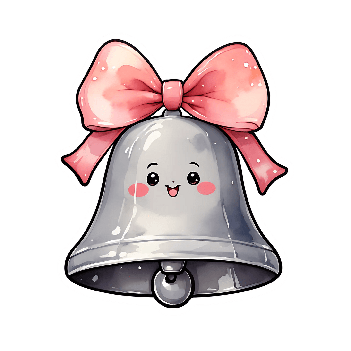 Cute Bell Sticker - Pink Bow Accent - Heat Press Transfer