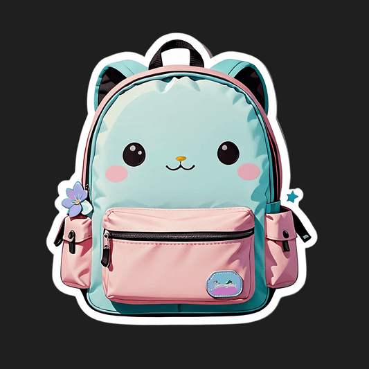 Cute Cat Backpack - Sticker - Heat Press Transfer