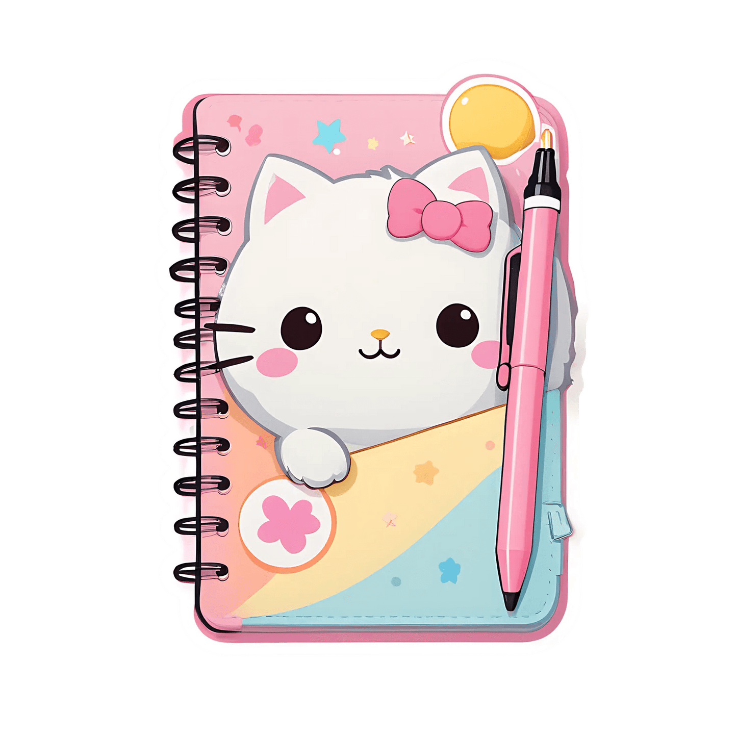 Cute Cat Notebook - Sticker - Heat Press Transfer