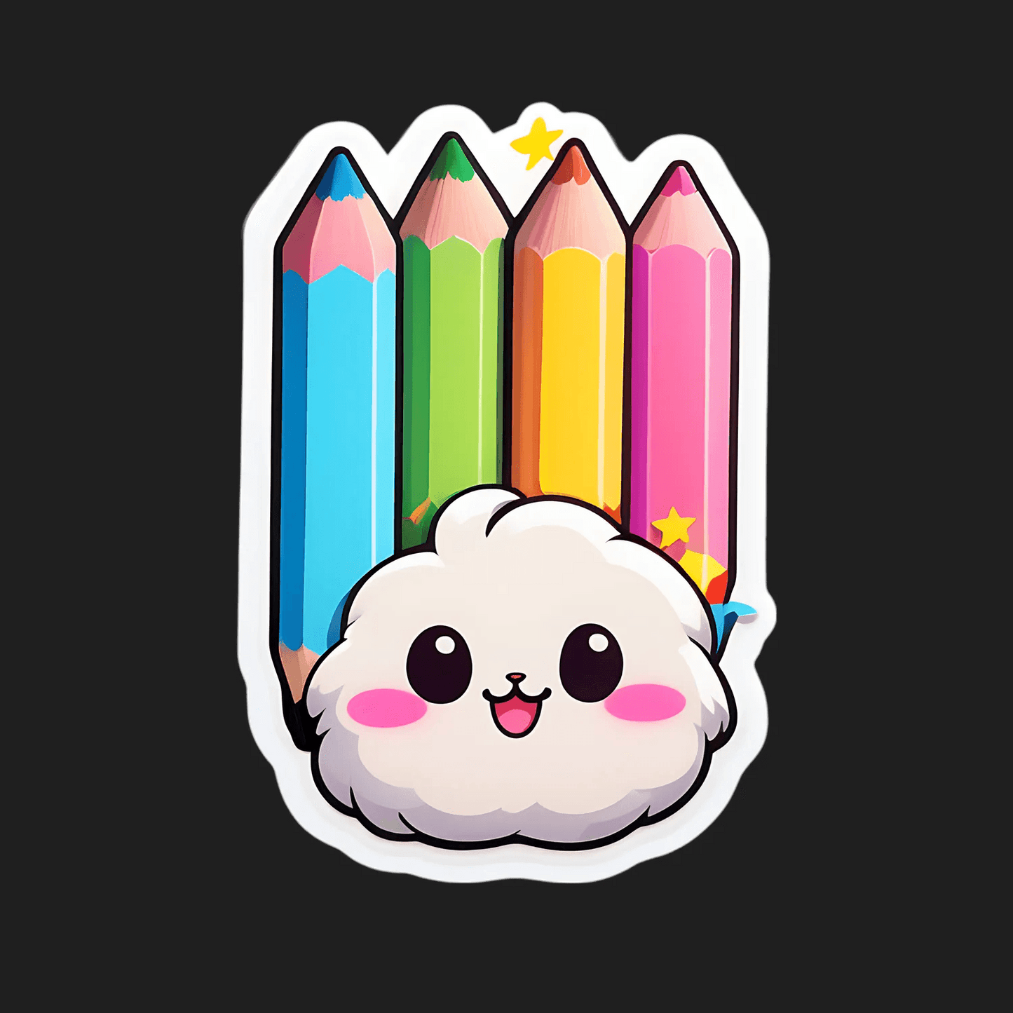 Cute Cloud - Colorful Pencil Sticker - Heat Press Transfer