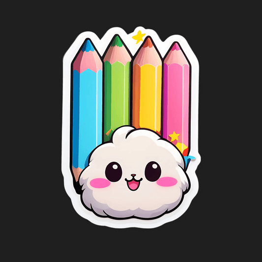 Cute Cloud - Colorful Pencil Sticker - Heat Press Transfer