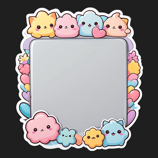 Cute Clouds Sticker - Colorful Pastel Frame Design - Heat Press Transfer