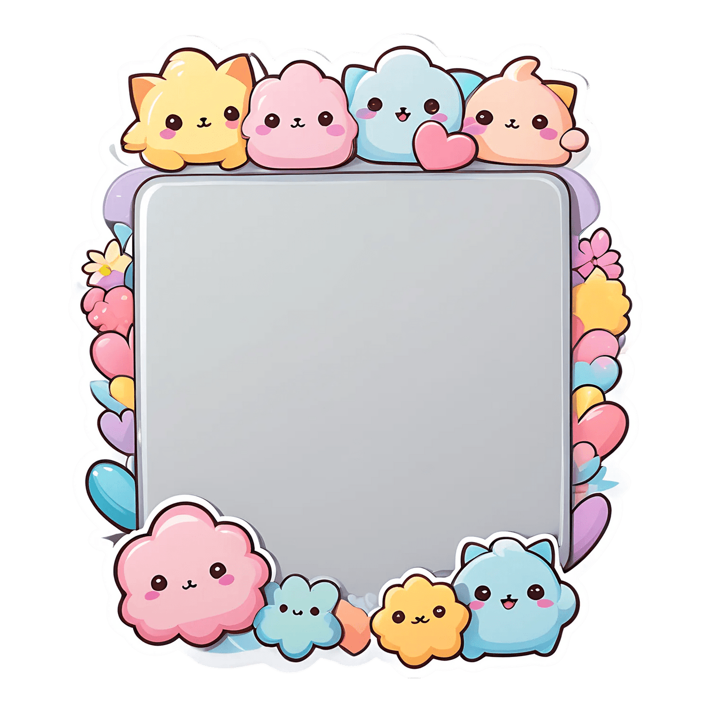 Cute Clouds Sticker - Colorful Pastel Frame Design - Heat Press Transfer