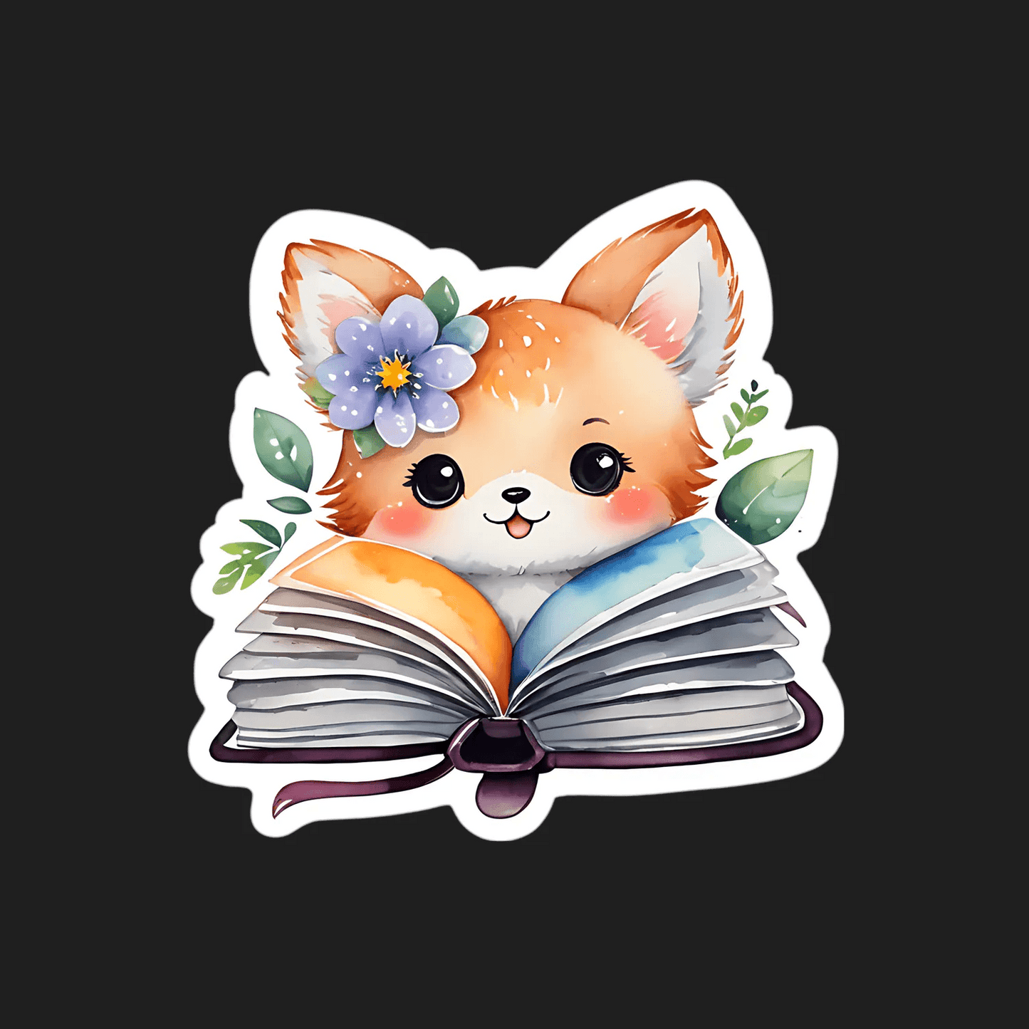 Cute Fox Reading - Sticker - Heat Press Transfer