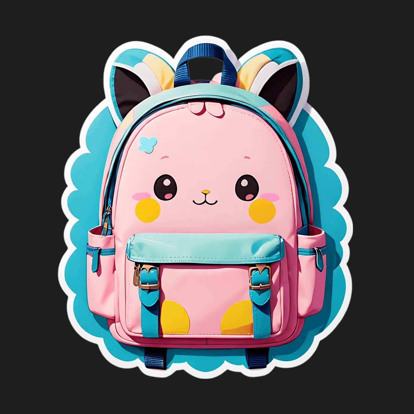 Cute Kitten Backpack - Sticker - Heat Press Transfer