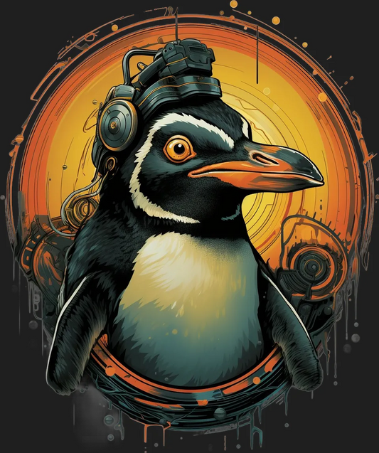 Cyber Penguin - DTF Ready to Press - Heat Press Transfer