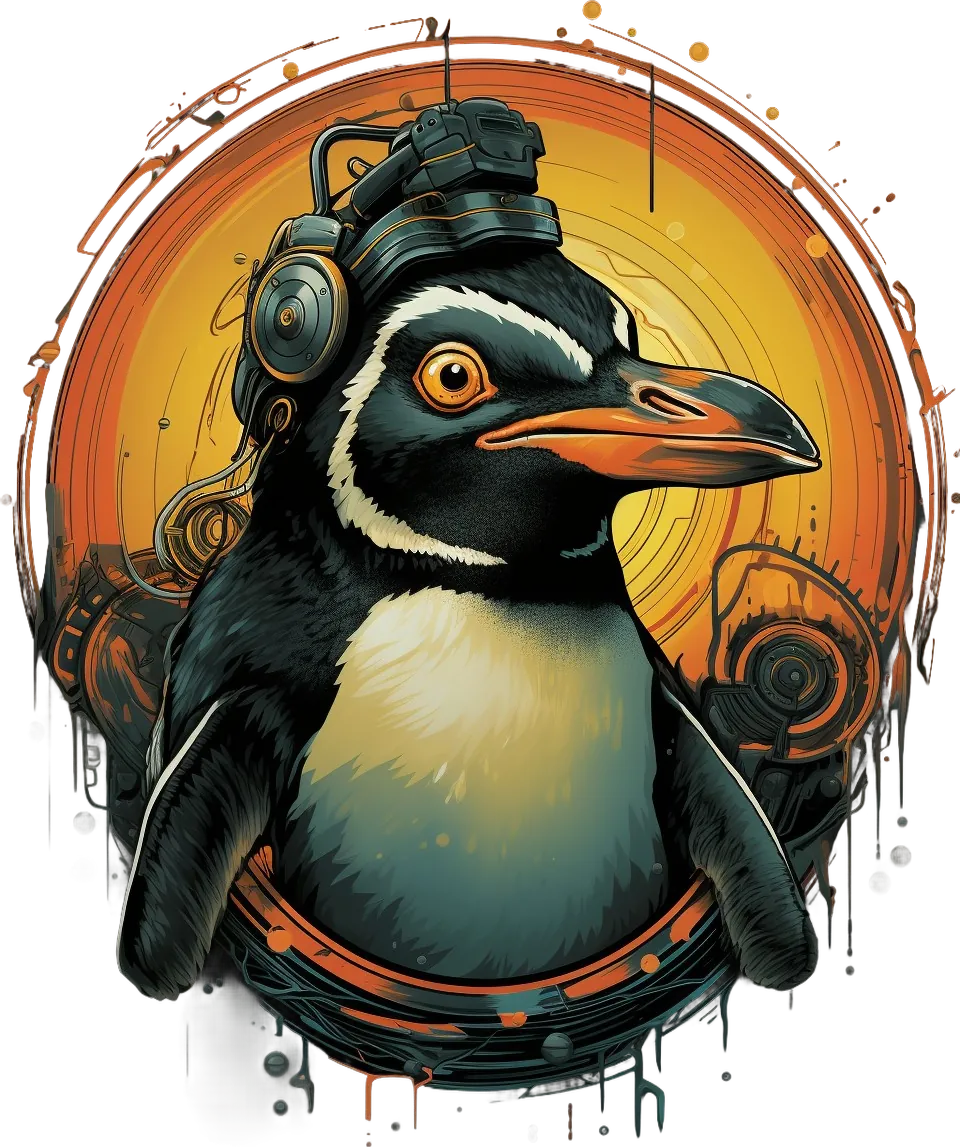 Cyber Penguin - DTF Ready to Press - Heat Press Transfer